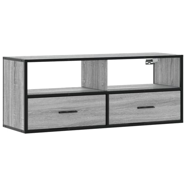 Tv-bänk grå sonoma 100x31x39,5 cm konstruerat trä och metall