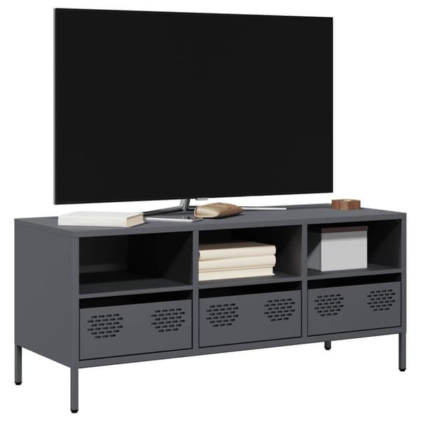Tv-bänk antracit 101,5x39x43,5 cm kallvalsat stål