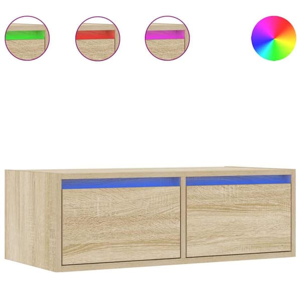 Tv-bänk med LED-belysning sonoma ek 75x35,5x25 cm