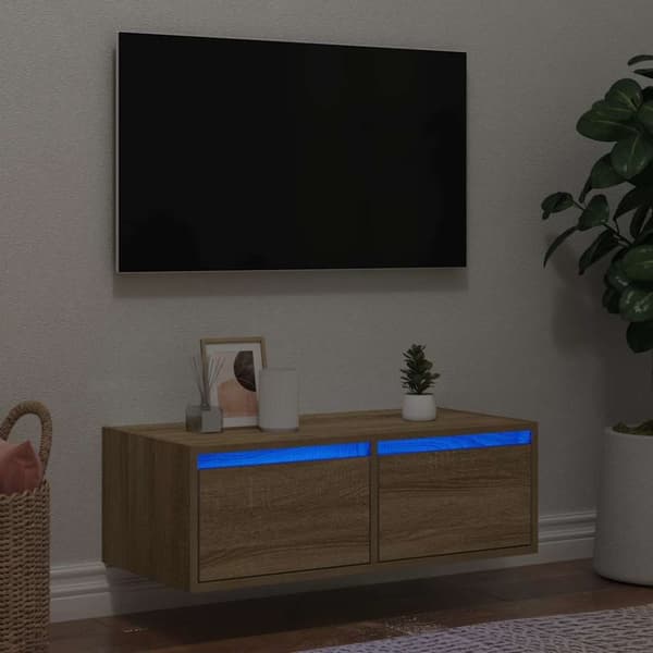 Tv-bänk med LED-belysning sonoma ek 75x35,5x25 cm