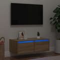 Miniatyrbild 1 av 2: Tv-bänk med LED-belysning sonoma ek 75x35,5x25 cm