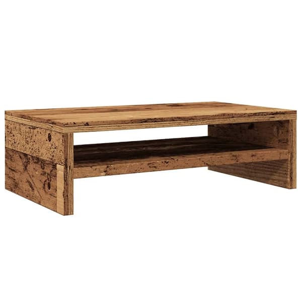 Bildskärmsställ gammalt trä 42x24x13 cm konstruerat trä