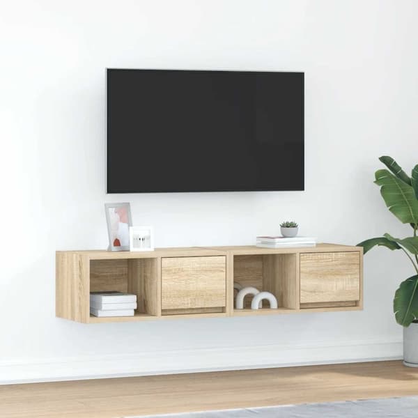 TV-bänkar 2 st Sonoma ek 60x31x25,5 cm konstruerat trä