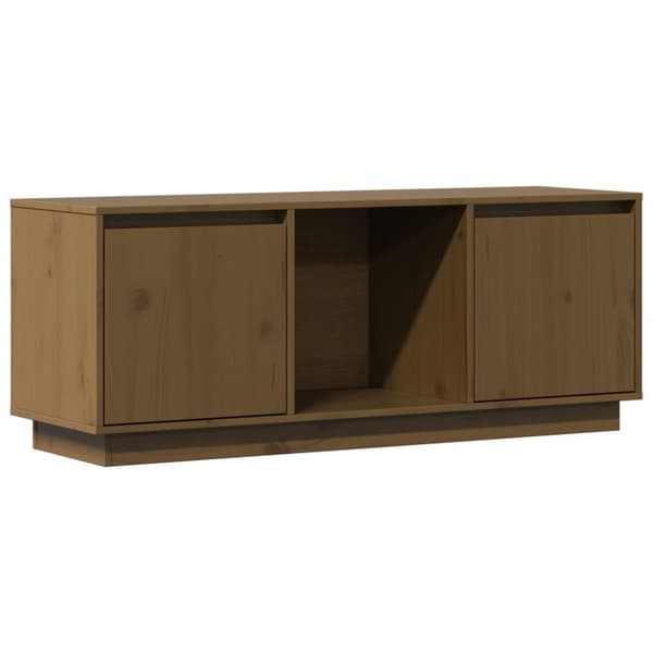 Tv-bänk honungsbrun 110,5x35x44 cm massiv furu