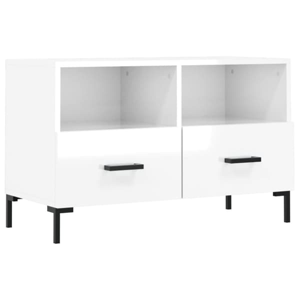 Tv-bänk vit högglans 80x36x50 cm konstruerat trä