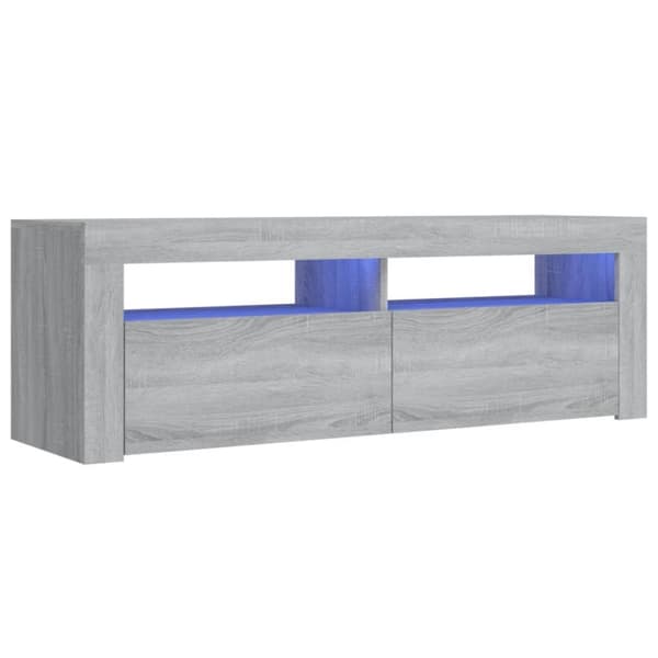 TV-bänk med LED-belysning grå sonoma 120x35x40 cm