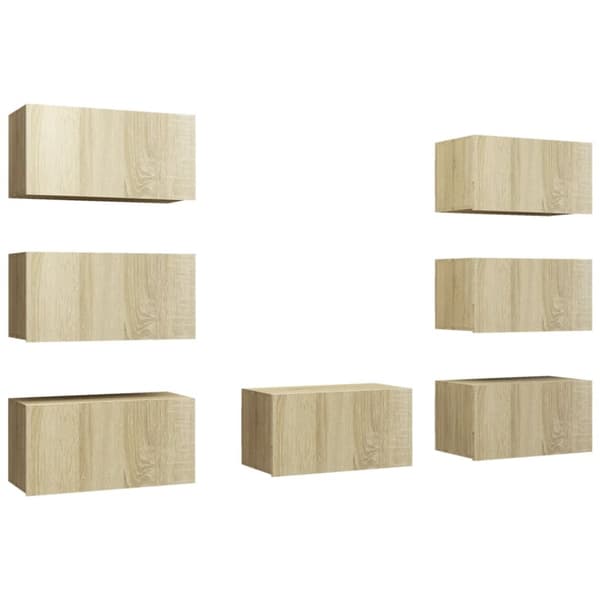 Tv-bänk set 7 delar sonoma-ek 30,5x30x60 cm konstruerat trä