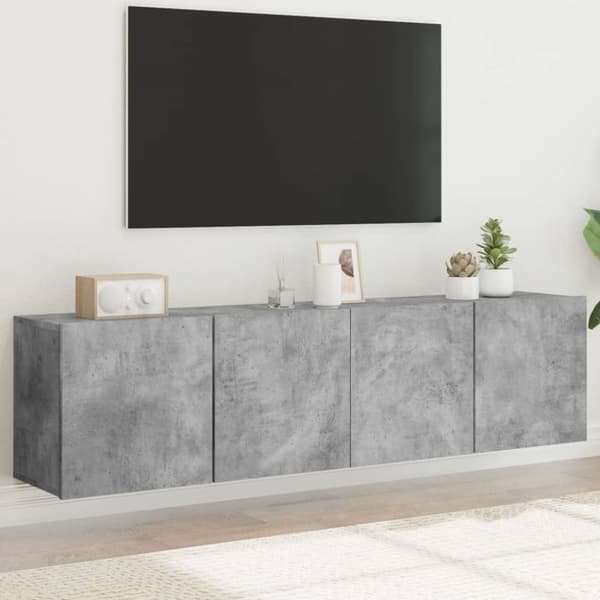 Väggmonterad tv-bänk 2 st betonggrå 80x30x41 cm