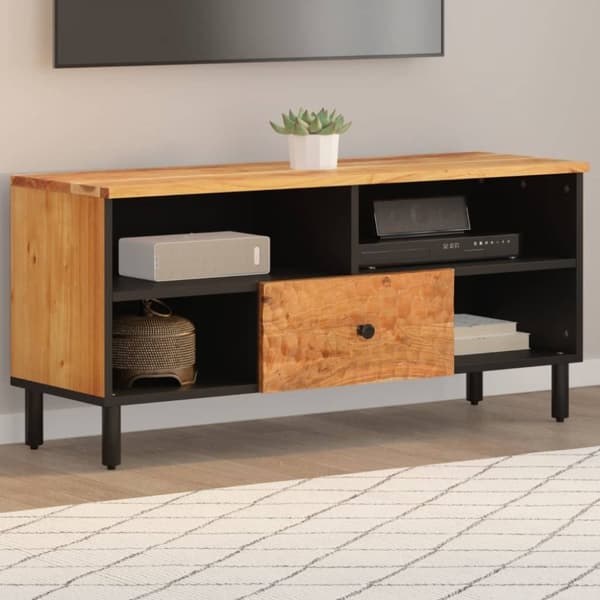 Tv-bänk 100x33x46 cm massivt akaciaträ