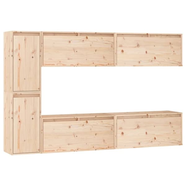 Tv-bänk 6 st massiv furu