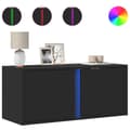 Miniatyrbild 2 av 2: Väggmonterad tv-bänk LED svart 80x31x35 cm