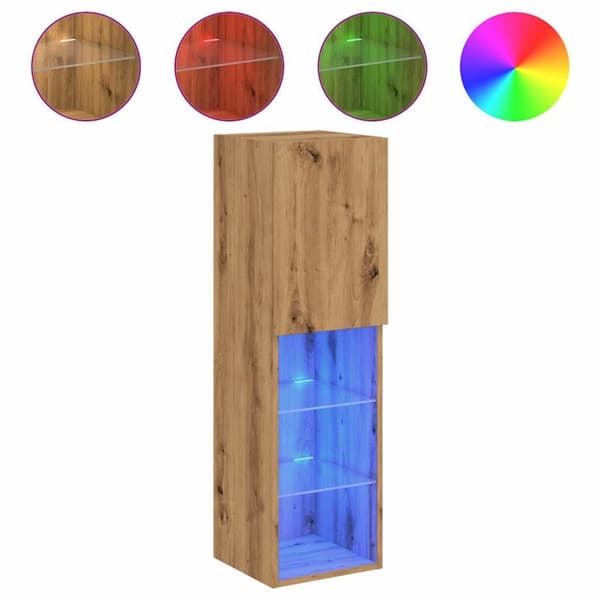 Tv-bänk med LED-belysning artisian ek 30,5x30x102 cm
