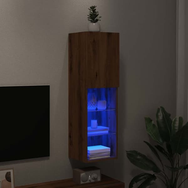 Tv-bänk med LED-belysning artisian ek 30,5x30x102 cm