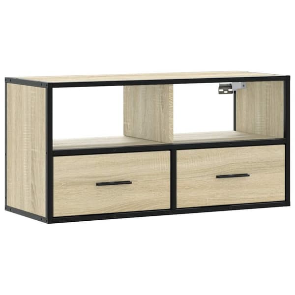 Tv-bänk sonoma-ek 80x31x39,5 cm konstruerat trä och metall