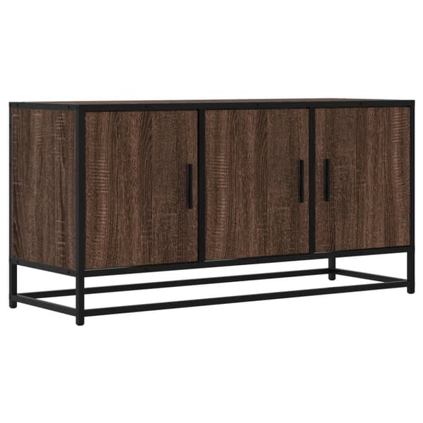 Tv-bänk brun ek 100x35x50 cm konstruerat trä och metall