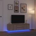Miniatyrbild 1 av 2: TV-bänk med LED-lampor sonoma ek 160,5x41x50 cm