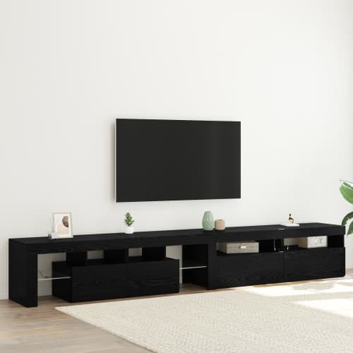 TV-bänkar 3 stycken med LED-lampor Svart ek Konstruerat trä, vidaXL TV-bänkar med LED-lampor 2 stycken Svart ek 60x35x40 cm Konstruerat trä