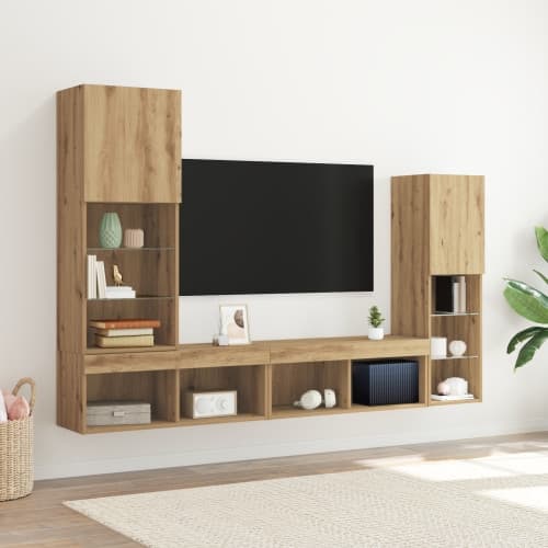 TV-skåp med LED-lampor Artisan ek 40.5x30x102 cm