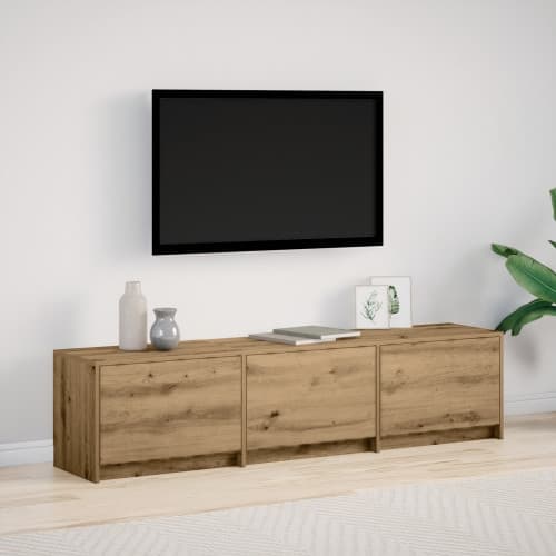 TV-skåp med LED Artisan-ek 165x34x40 cm Konstruerat trä