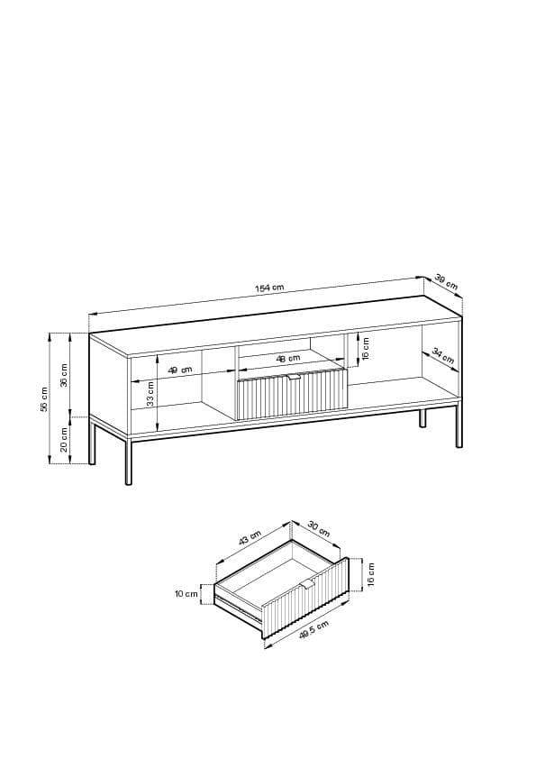 FURNLUX TV-TELINE AVON VALKOINEN 154CM
