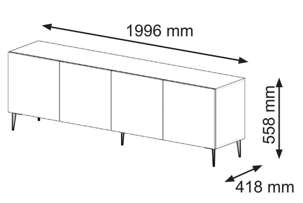 FURNLUX TV-BORD RAVENNA B BEIGE & SORT & GULD 200CM