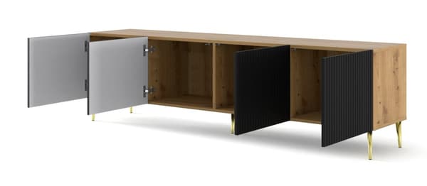 FURNLUX TV-BORD RAVENNA B BEIGE & SORT & GULD 200CM