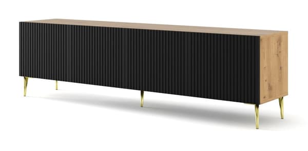 FURNLUX TV-BORD RAVENNA B BEIGE & SORT & GULD 200CM