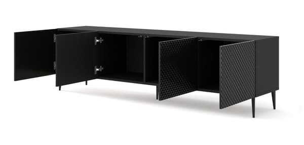 FURNLUX TV-TELINE RAVENNA C MUSTA & KIILTÄVÄ MUSTA 200CM