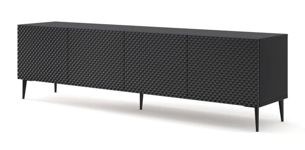 FURNLUX TV-TELINE RAVENNA C MUSTA & KIILTÄVÄ MUSTA 200CM