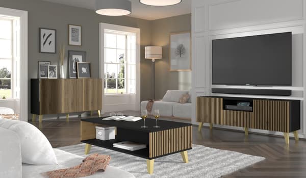 FURNLUX TV-TELINE RAVENNA P MUSTA & BEIGE & KULTA 150CM
