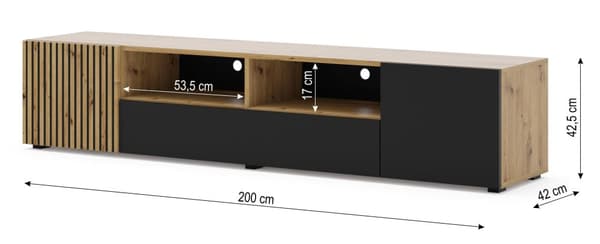 FURNLUX TV-BÄNK AURIS EK LJUS & SVART 200CM