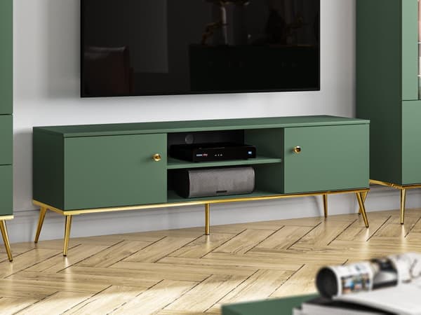 FURNLUX TV-BÄNK FORT GRÖN & GULD 160CM