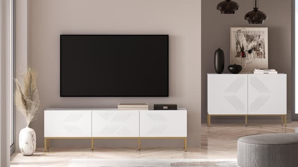 FURNLUX TV-TELINE CLEARING VALKOINEN & KULTA 170CM