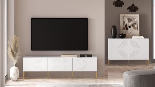 FURNLUX TV-BORD CLEARING VIT & GULD 170CM