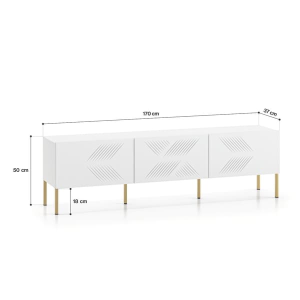 FURNLUX TV-BORD CLEARING VIT & GULD 170CM