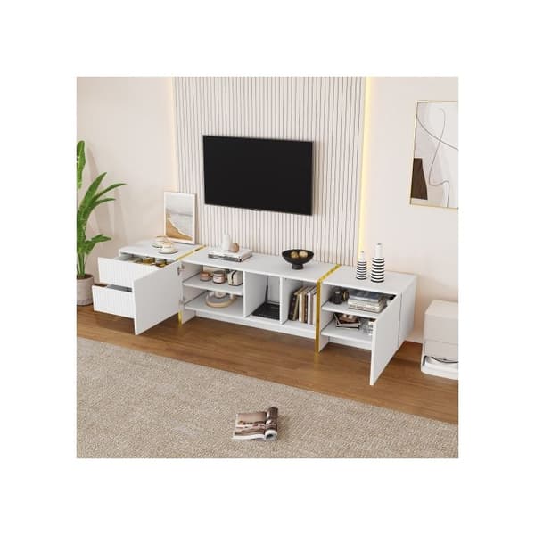 TV-möbel för att förvara TV-apparater upp till 80 tum. TV-möbel för vardagsrummet 190*35*45,5 cm (vit)