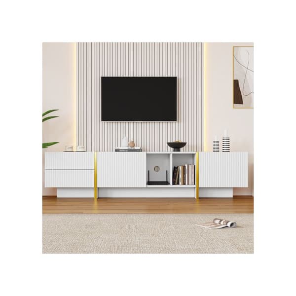 TV-möbel för att förvara TV-apparater upp till 80 tum. TV-möbel för vardagsrummet 190*35*45,5 cm (vit)