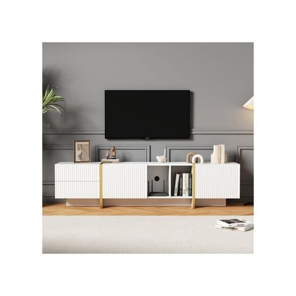 TV-möbel för att förvara TV-apparater upp till 80 tum. TV-möbel för vardagsrummet 190*35*45,5 cm (vit)