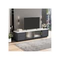 Miniatyrbild 3 av 6: Luxe TV-möbel 160 cm för TV 70" - grå, marmorplatta, kabelhantering, låda med push-to-open-funktion