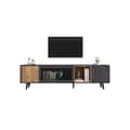 Miniatyrbild 6 av 6: Elegant TV-möbel, 200x40x55,5 cm, mörkt trä, grått och träådring, passar för en 90-tums TV.
