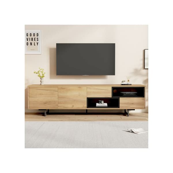 Lågt TV-möbel, öppen förvaring med gångavdelning, passar för en TV upp till 70", 173 x 38 x 48 cm