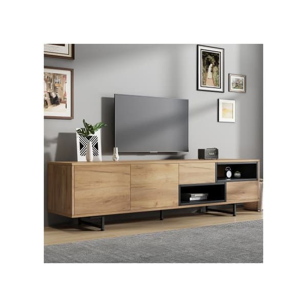 Lågt TV-möbel, öppen förvaring med gångavdelning, passar för en TV upp till 70", 173 x 38 x 48 cm