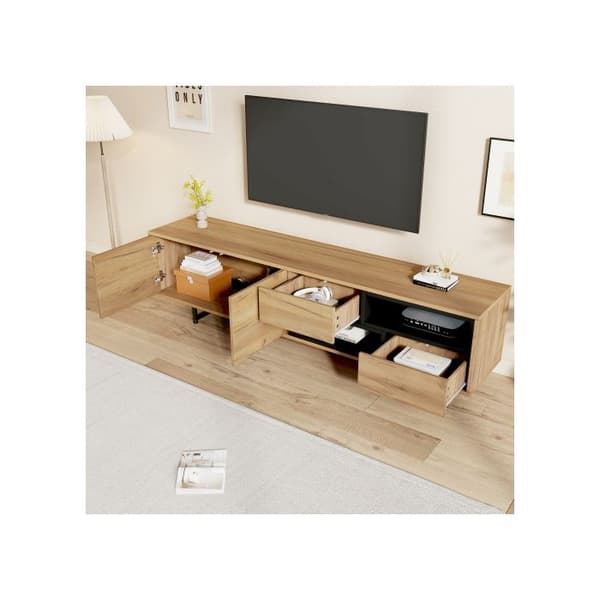 Lågt TV-möbel, öppen förvaring med gångavdelning, passar för en TV upp till 70", 173 x 38 x 48 cm