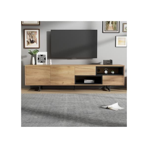 Lågt TV-möbel, öppen förvaring med gångavdelning, passar för en TV upp till 70", 173 x 38 x 48 cm