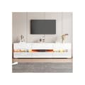 Miniatyrbild 4 av 6: Modernt vit blank TV-möbel, 160x39x45 cm, med LED-belysning, 2 dörrar, 1 låda