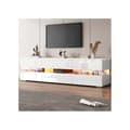 Miniatyrbild 1 av 6: Modernt vit blank TV-möbel, 160x39x45 cm, med LED-belysning, 2 dörrar, 1 låda