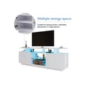 Miniatyrbild 4 av 6: Moderna vit TV-möbel med LED-belysning i 16 färger, 1,4 m lång - Elegant förvaringsmöbel för 60 tums TV
