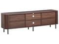 Miniatyrbilde 7 av 11: TV-stativ Mørkebrunt Svart Ben MDF Metall TV opptil 70ʺ Retro Skyveskap Kabelhåndtering Stue