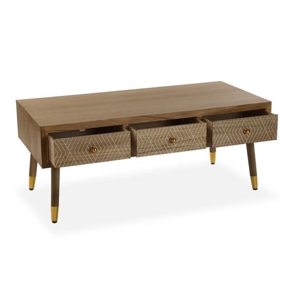 Lång och låg tv-bänk - Versa - Kamaira - 43x50x107cm - Möbel för vardagsrum i trä - Brun
