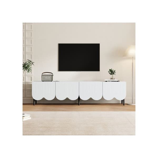 Moderna vitmöbel i vitt med unikt mönster - 180 x 40 x 45 cm, passar för tv-apparater upp till 80 tum